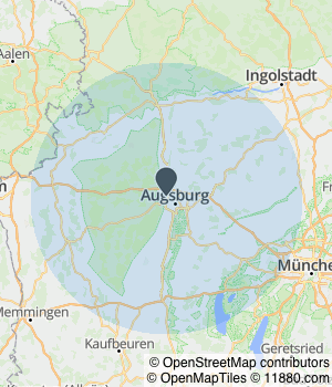 Kartendarstellung des Servicegebiets von Augsburger-Catering
