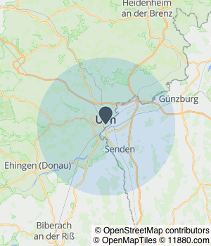 Kartendarstellung des Servicegebiets von BAUR Immobilien Ulm