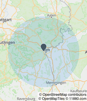 Kartendarstellung des Servicegebiets von ALRA Gebäudereinigung