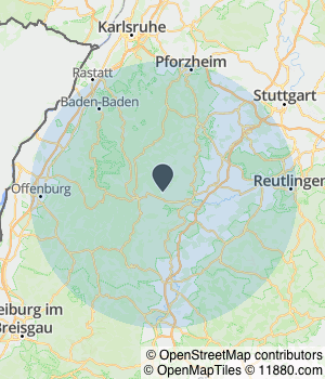 Kartendarstellung des Servicegebiets von Karosserie Beilharz