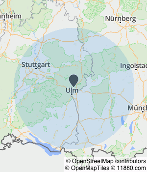 Kartendarstellung des Servicegebiets von Dach Color Perfekt