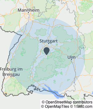 Kartendarstellung des Servicegebiets von Stuckateurbetrieb A.Ritter & J. Wanitschek GbR