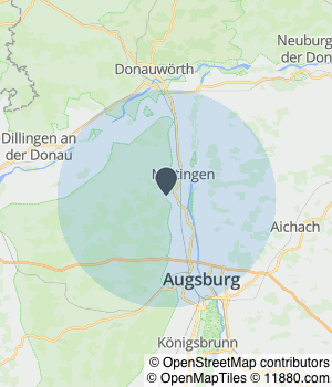 Kartendarstellung des Servicegebiets von Andreas Riß Malerbetrieb