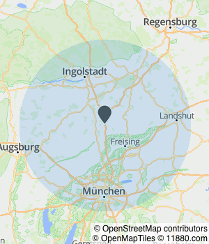 Kartendarstellung des Servicegebiets von Anticimex GmbH - Schädlingsbekämpfung & Taubenabwehr für München und Umgebung