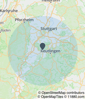 Kartendarstellung des Servicegebiets von Taxi Easy Tübingen
