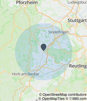 Kartendarstellung des Servicegebiets von KRAMER Versicherungsmakler & FinanzPlanung GmbH