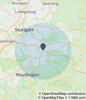 Kartendarstellung des Servicegebiets von Metallbau Tirc