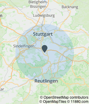 Kartendarstellung des Servicegebiets von Benz-Rohrreinigung GmbH & Co. KG