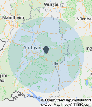 Kartendarstellung des Servicegebiets von Stipic Bau