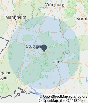 Kartendarstellung des Servicegebiets von Werbeagentur concept your design