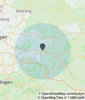 Kartendarstellung des Servicegebiets von Nysret Krasniqi GaLaBau Göppingen