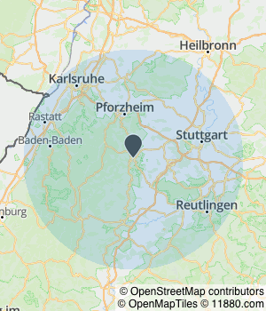 Kartendarstellung des Servicegebiets von Vorsorge-Center Calw GmbH