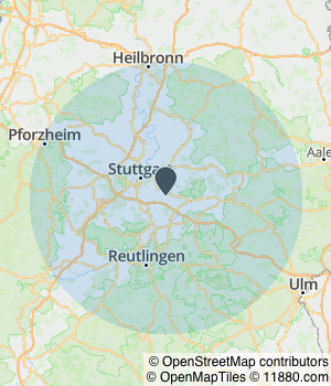 Kartendarstellung des Servicegebiets von Immobilienservice KS Esslingen UG