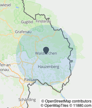 Kartendarstellung des Servicegebiets von Gesundheitspraxis am Marktplatz