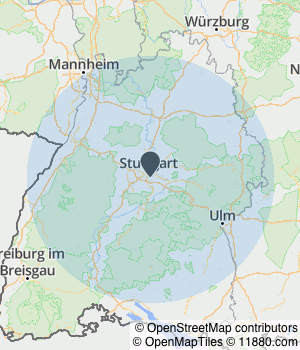 Kartendarstellung des Servicegebiets von Gabriel Gross GmbH