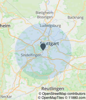 Kartendarstellung des Servicegebiets von Steuerberatung Buschle