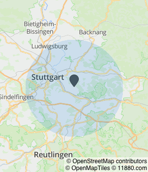 Kartendarstellung des Servicegebiets von Haus + Garten Service Esslingen
