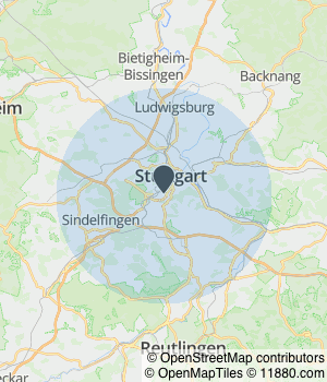 Kartendarstellung des Servicegebiets von Musikkonzepte Thiel