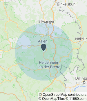 Kartendarstellung des Servicegebiets von Tobias Königer Haustechnik GmbH