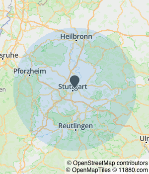 Kartendarstellung des Servicegebiets von Home Instead Seniorenbetreuung Stuttgart