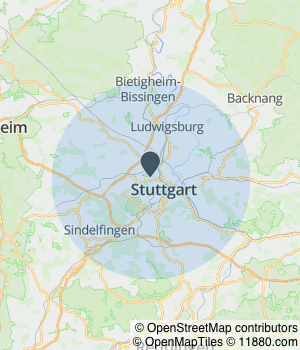 Kartendarstellung des Servicegebiets von Raumgestaltung Kohler