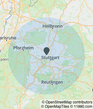 Kartendarstellung des Servicegebiets von Dieter Klumpp Transporte Gmbh