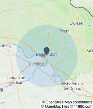 Kartendarstellung des Servicegebiets von Dr. Beer Zahnärzte