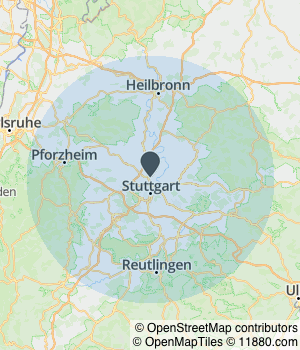 Kartendarstellung des Servicegebiets von GE Reinigung