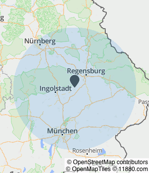Kartendarstellung des Servicegebiets von Aurentum GmbH