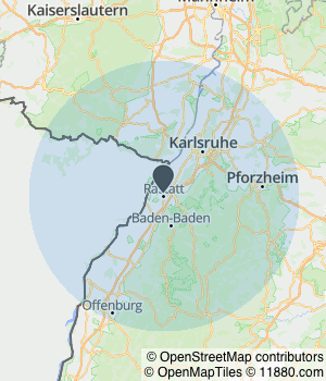 Kartendarstellung des Servicegebiets von Gasthaus Zum Engel Philip Heim