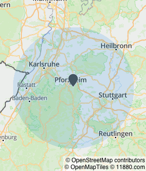 Kartendarstellung des Servicegebiets von D.laur,s dienstleistungen
