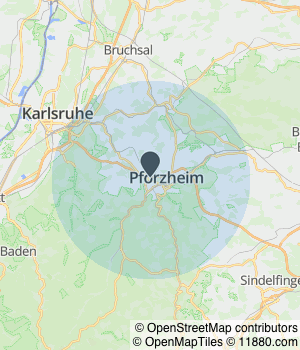 Kartendarstellung des Servicegebiets von Ehrmann Immobilien GmbH