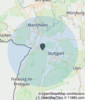 Kartendarstellung des Servicegebiets von VERDE Immobilien e.K.