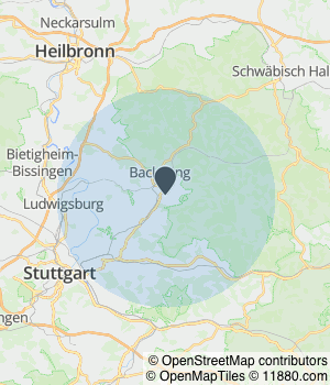 Kartendarstellung des Servicegebiets von Leix Bodenbeläge GmbH