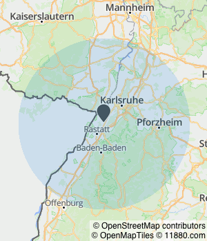 Kartendarstellung des Servicegebiets von Partyservice Pfiffikus