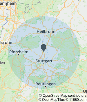 Kartendarstellung des Servicegebiets von Rümpelblitz Ludwigsburg | Haushaltsauflösung & Entrümpelung