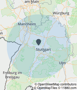 Kartendarstellung des Servicegebiets von Die Energieschmiede GmbH