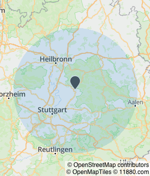 Kartendarstellung des Servicegebiets von Baucheck BW