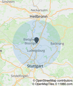 Kartendarstellung des Servicegebiets von Sachverständiger Bau I Bauleitung I Schadensgutachten I Wertermittlung Matthias Reinhard Bickelhaupt