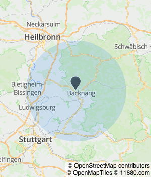 Kartendarstellung des Servicegebiets von Berisha Aspach