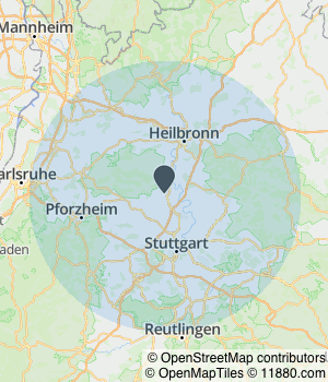 Kartendarstellung des Servicegebiets von A. Volke Raumausstattung