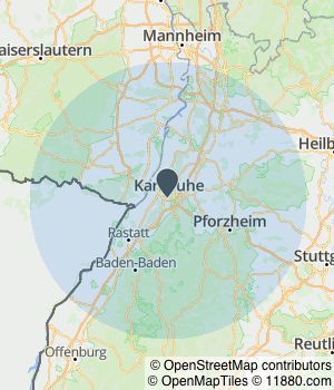 Kartendarstellung des Servicegebiets von Günther Müller Elektrotechnik
