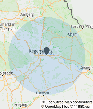 Kartendarstellung des Servicegebiets von ixOne | Webdesign, SEO & Onlinemarketing