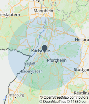 Kartendarstellung des Servicegebiets von KRYNACO Reinigungsservice