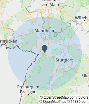 Kartendarstellung des Servicegebiets von HOLLER DRUCK GMBH