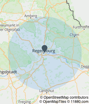 Kartendarstellung des Servicegebiets von EIG Bau & Handwerk, Reinigungsservice