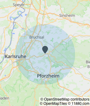 Kartendarstellung des Servicegebiets von Fliesenleger Dieter Kümmer e.K