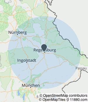 Kartendarstellung des Servicegebiets von Weidner Rechtsanwalt