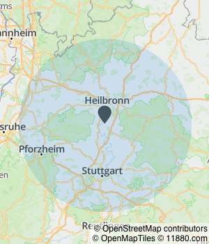 Kartendarstellung des Servicegebiets von CRHausmeisterservice-Reinigung