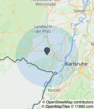 Kartendarstellung des Servicegebiets von Hradil - Bad- und Innenausbau